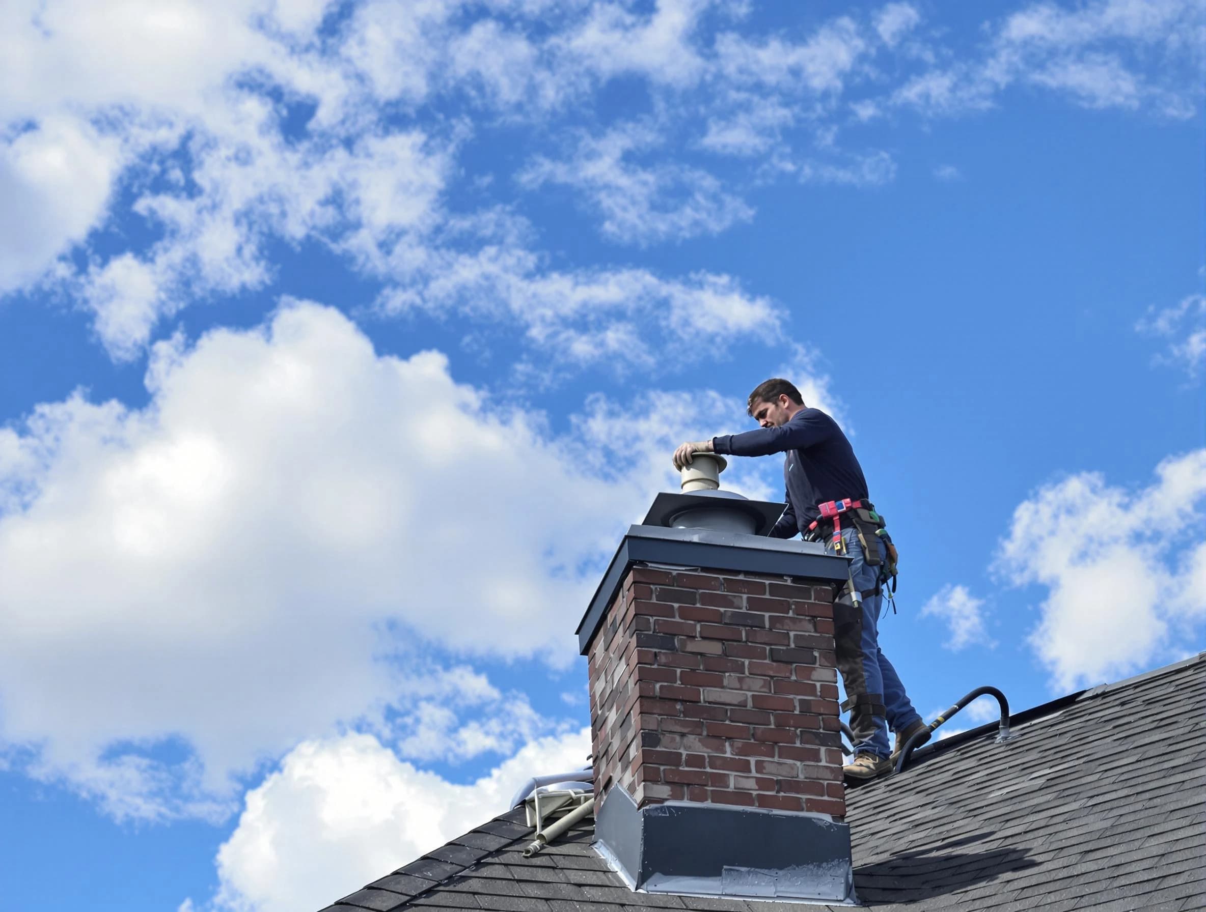 Pleasant View Chimney Sweep installing a sturdy chimney cap in Pleasant View, TN
