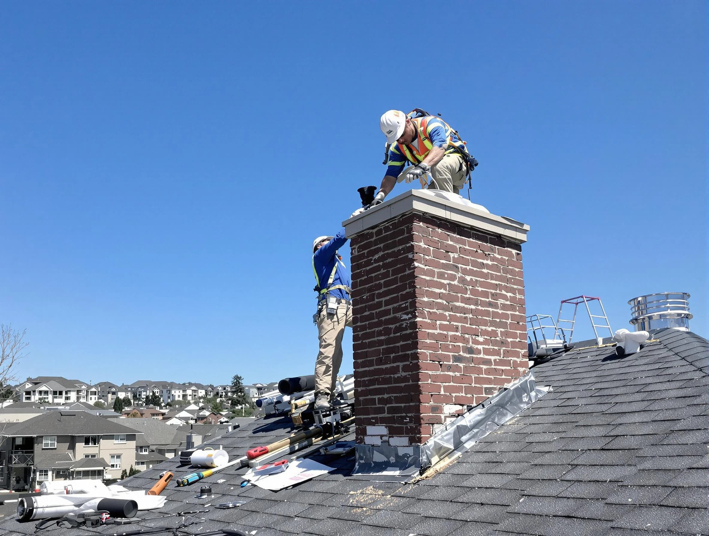 Pleasant View Chimney Sweep repairing a chimney crown in Pleasant View, TN