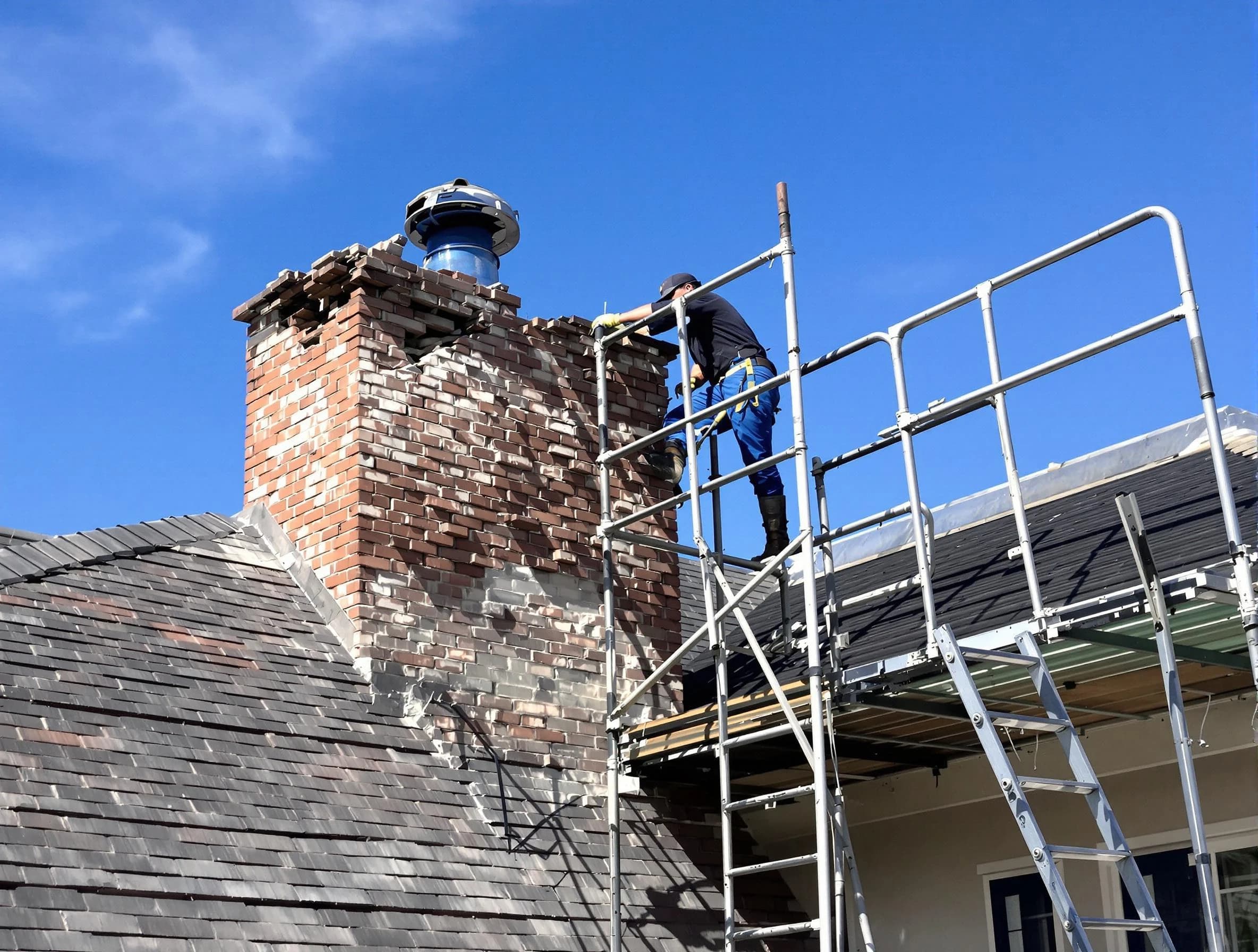 Rebuilding a chimney structure by Pleasant View Chimney Sweep in Pleasant View, TN