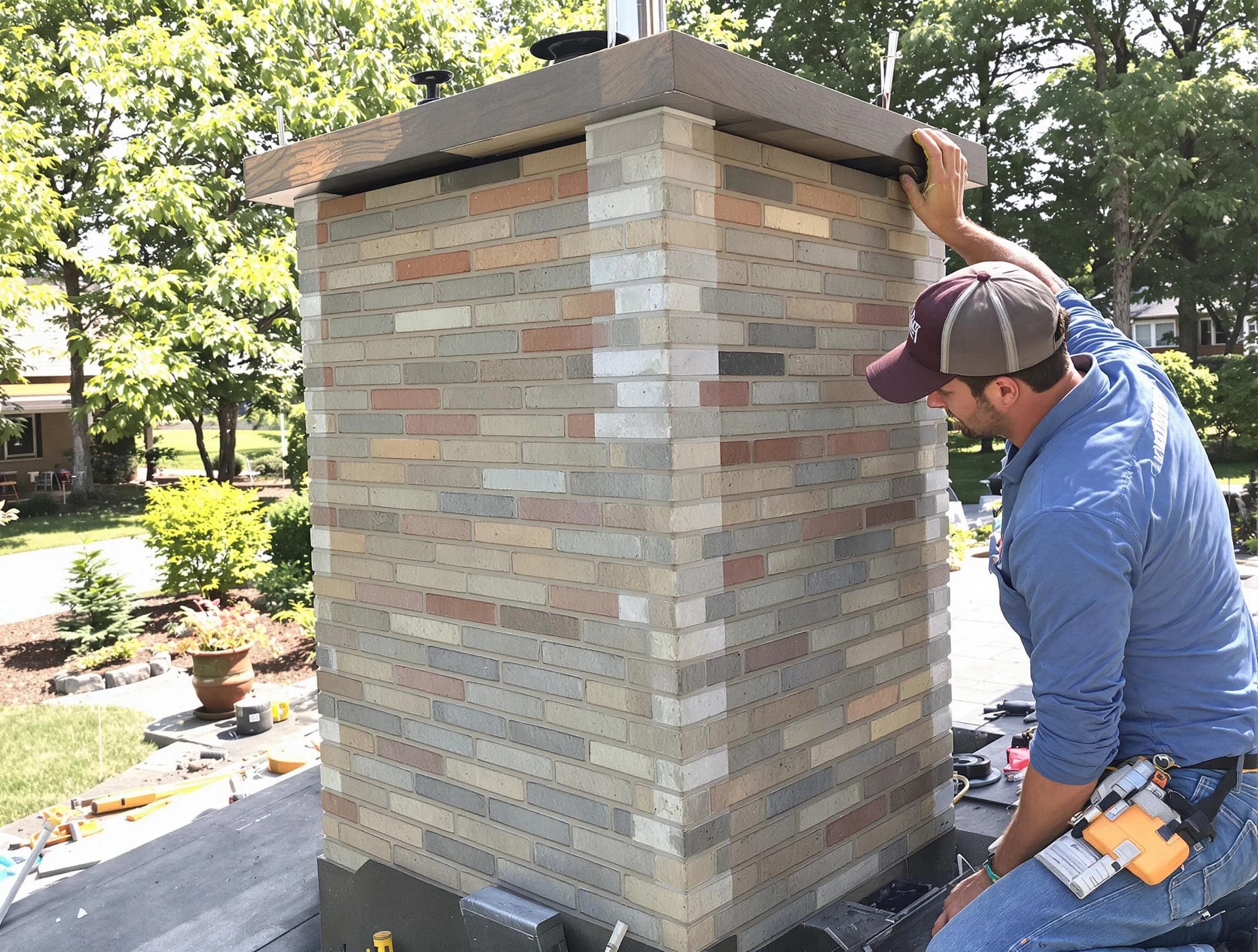 Pleasant View Chimney Sweep completing a modern chimney remodel in Pleasant View, TN