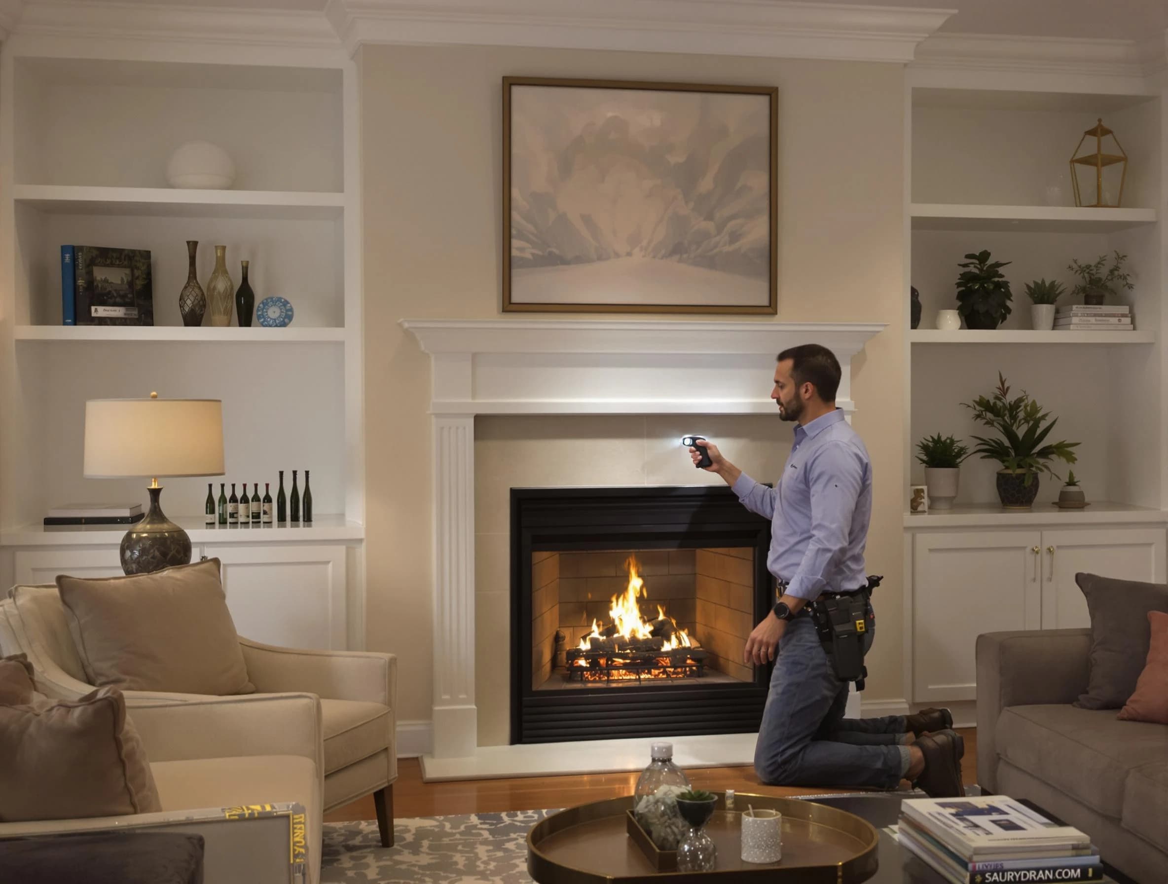 Pleasant View Chimney Sweep conducting a fireplace safety inspection in Pleasant View, TN