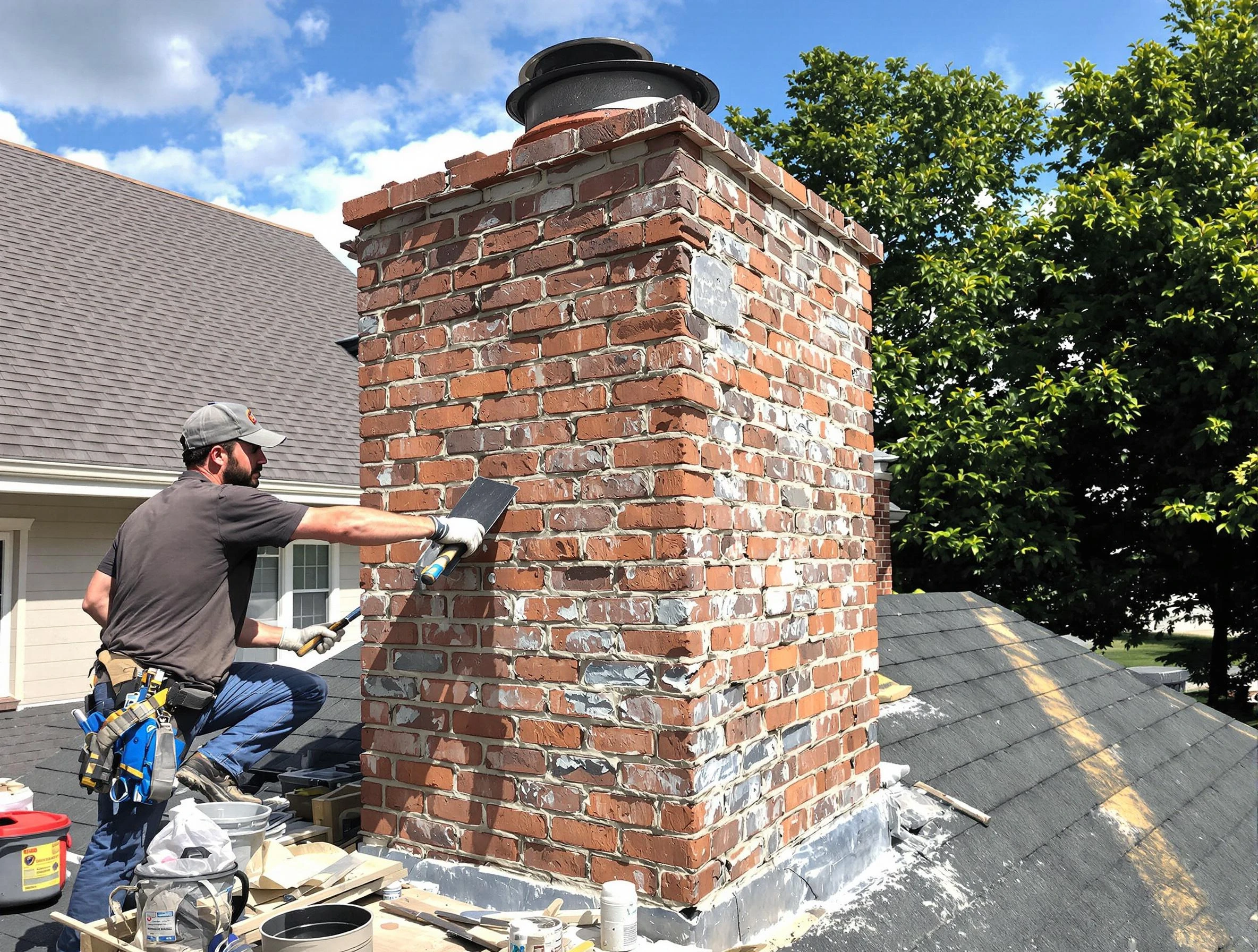 Completed chimney rebuild by Pleasant View Chimney Sweep in Pleasant View, TN