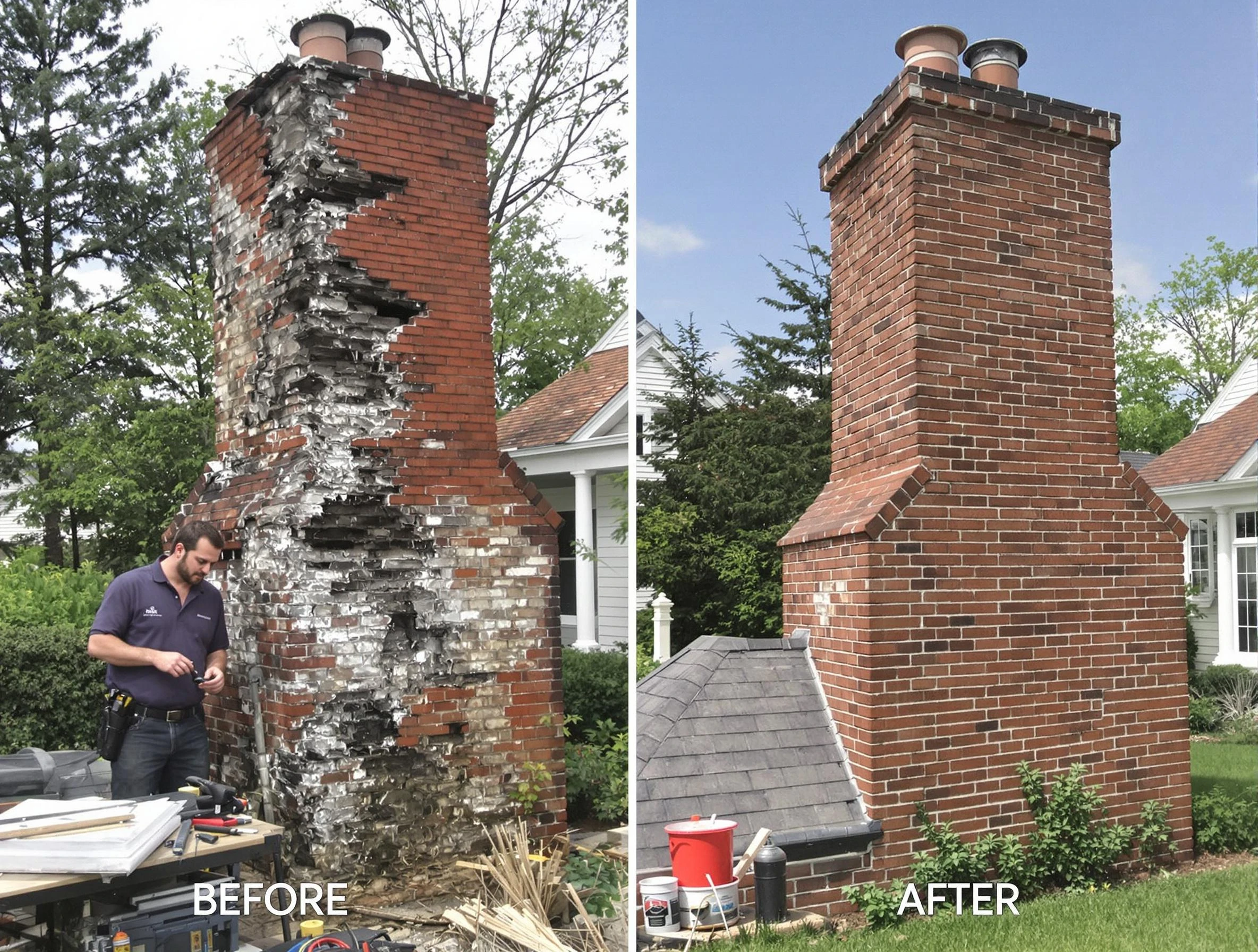 Pleasant View Chimney Sweep performing a full chimney restoration in Pleasant View, TN