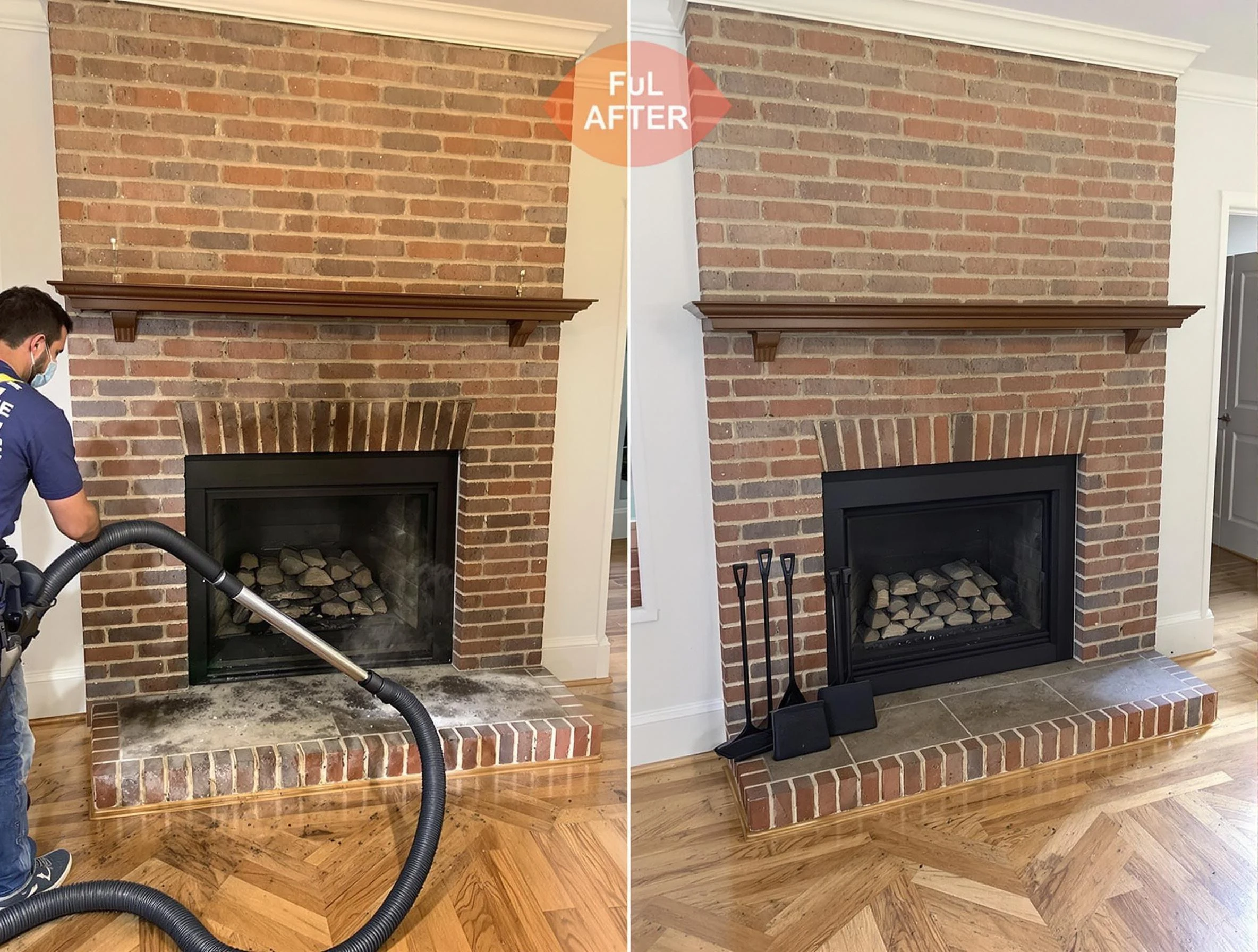 Pleasant View Chimney Sweep carefully sanitizing a fireplace in Pleasant View, TN
