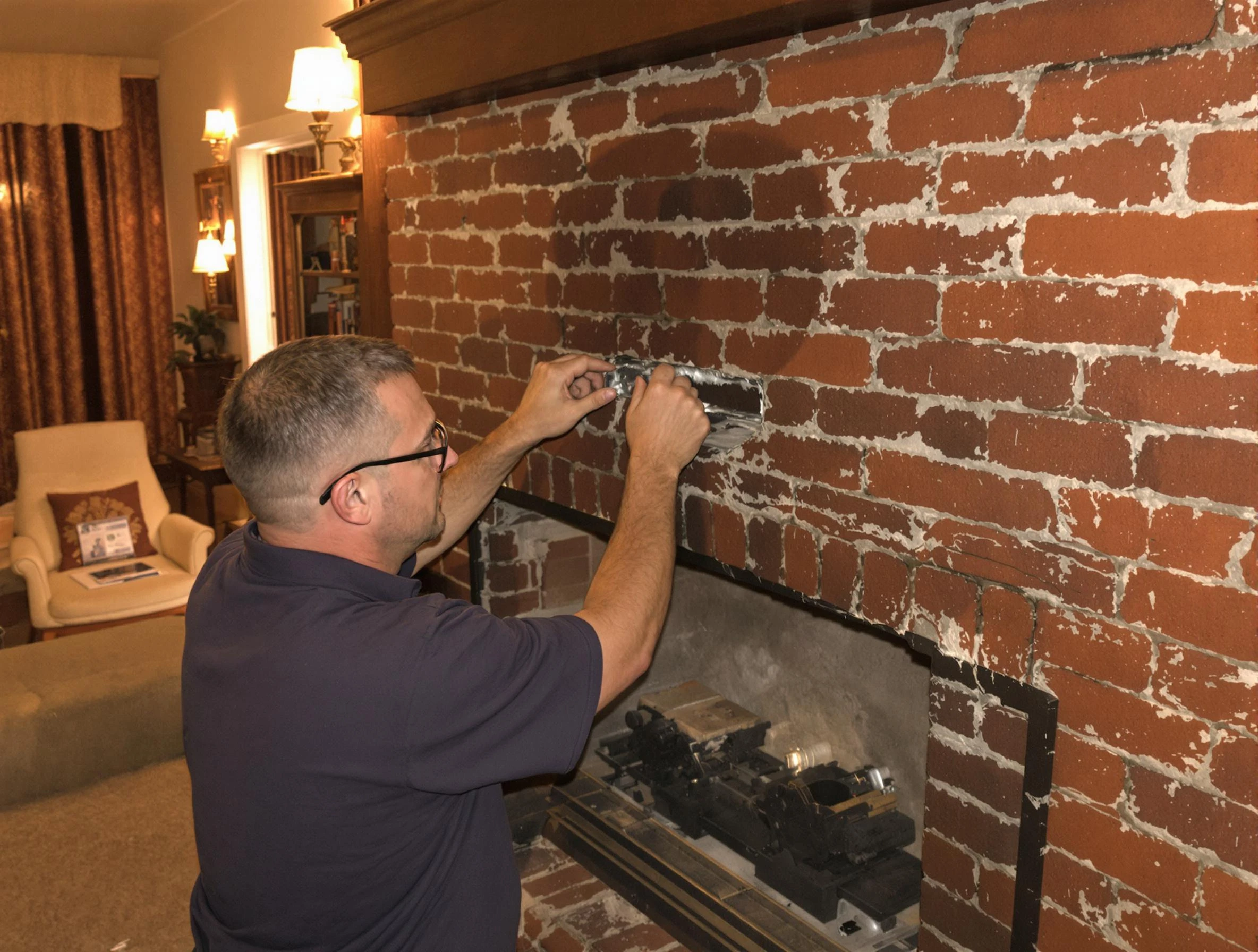 Pleasant View Chimney Sweep expert fixing a fireplace in Pleasant View, TN